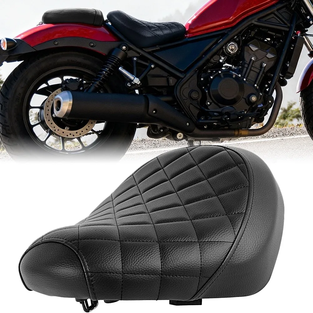 Vintage Black Diamond Motorcycle PU Leather Front Driver Seat Rider Cushion For Honda Rebel 1100 CMX1100 CM1100 2021-2026