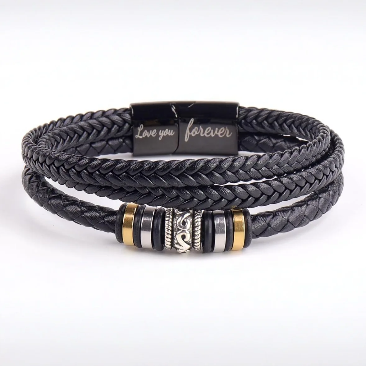 

leather braided bracelet Double Safety Magnet Buckle Handmade Braided Braclet Bangle Leisure Accessories Pulsera Hombre Jewelry