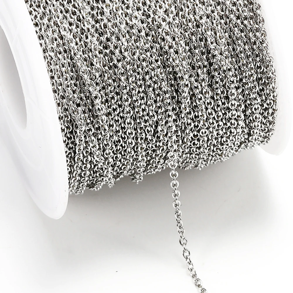No Fade 10Meters 2Meters Stainless Steel O Shape Chain Cross Chains for Bracelet Necklace Jewelry Making DIY Wholesale Supplies