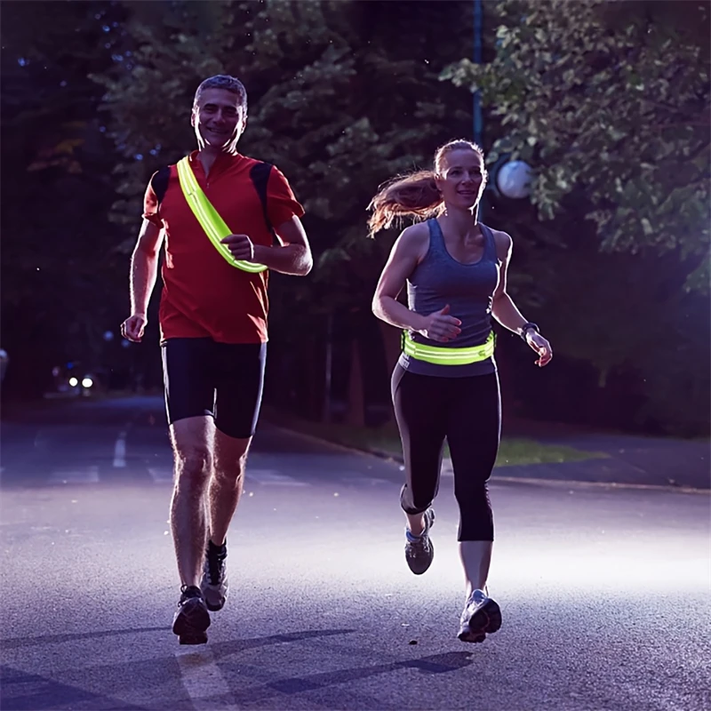 Sac de taille de course de sport, élastique et extensible, ceinture de cyclisme et de course confortable, sangles de bras et de jambe réglables, sac de rangement pour sports de plein air pour la course de nuit et le cyclisme