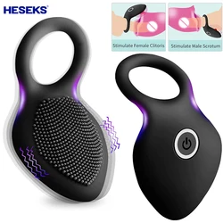 HESEKS Penis Ring Vibrating Clitoris Stimulator G Spot Sex Toys For Couple Delay Lick Vagina Orgasm Lock Finger Sleeve Vibrator