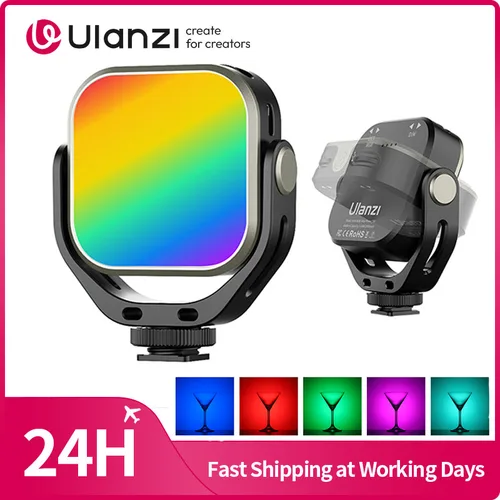​ Ulanzi VL66RGB Luz de relleno RGB bicolor Luz de vídeo giratoria para cámara Smartphone Clip con zapata fría para transmisión en vivo de Vlog