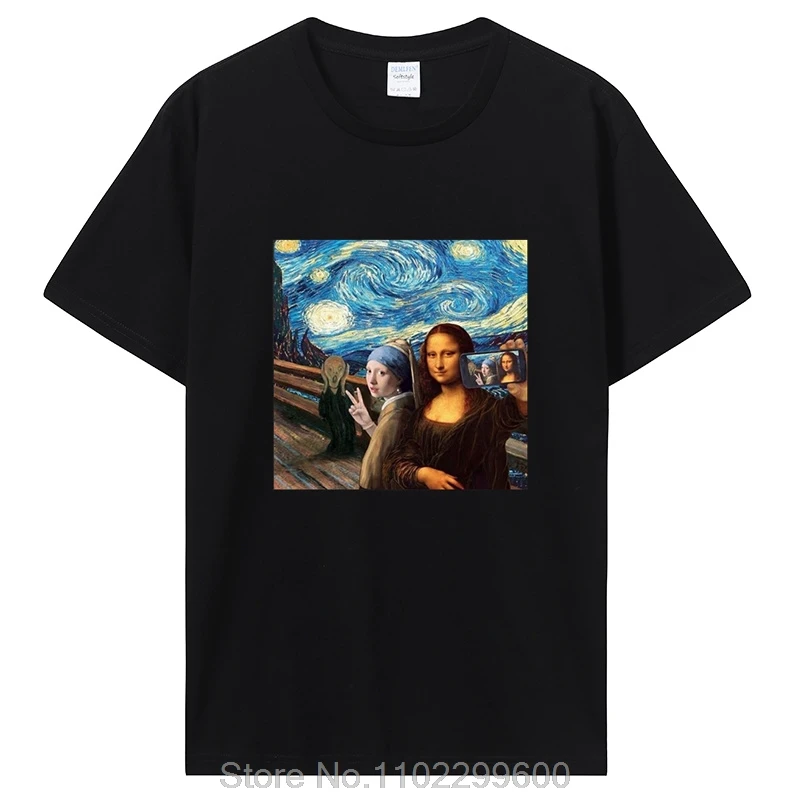 Mona Lisa Funny Print T Shirt Summer Casual Cotton Hip Hop Style Streetwear Vintage Harajuku Short Sleeve Fashion Oversized Tops