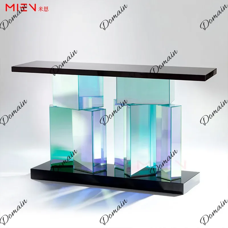 sBc New Designer Entrance Table Colorful Acrylic Hallway Console Slim Sideboard Against Wall