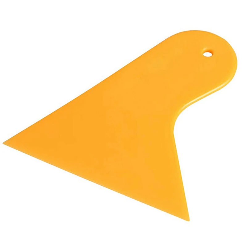 

3X Plastic Yellow Auto Car Window Sticker Film Scraper Squeegee Cleaning Tool 10.5X9.5Cm