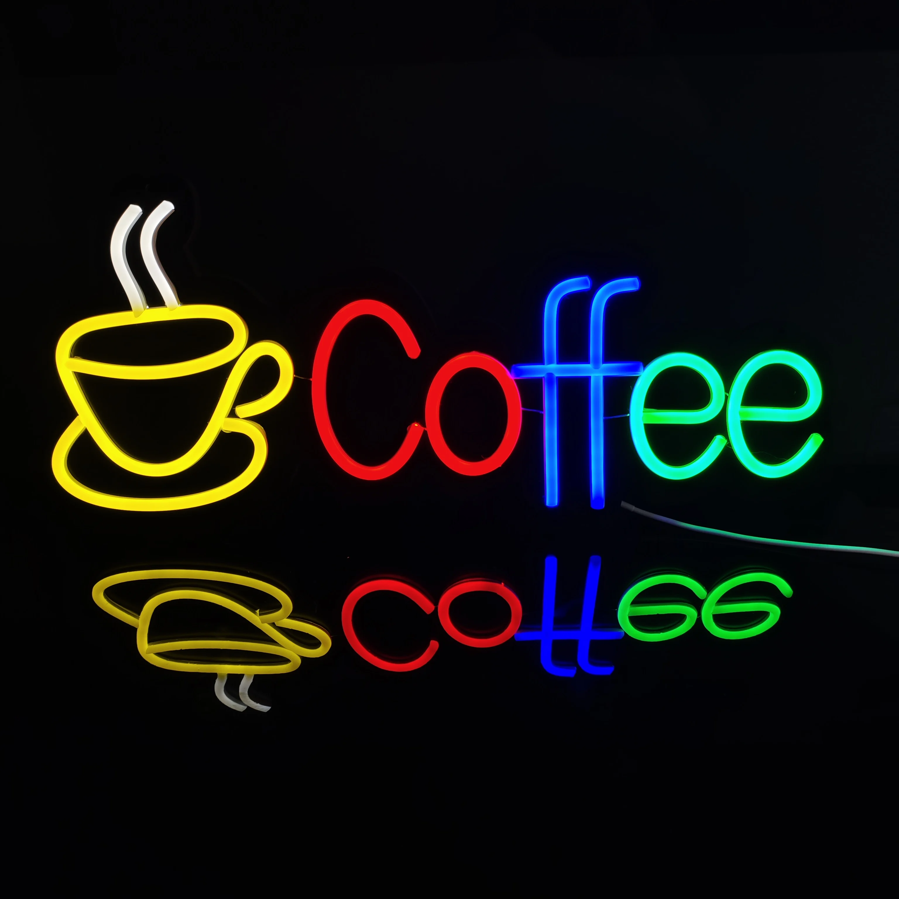 Coffee LED Neon Sign, Wall Decoration with 5V USB Power Supply and Dimmable Switch 18.11 X 7.91 Inches, Neon Sign Decoration
