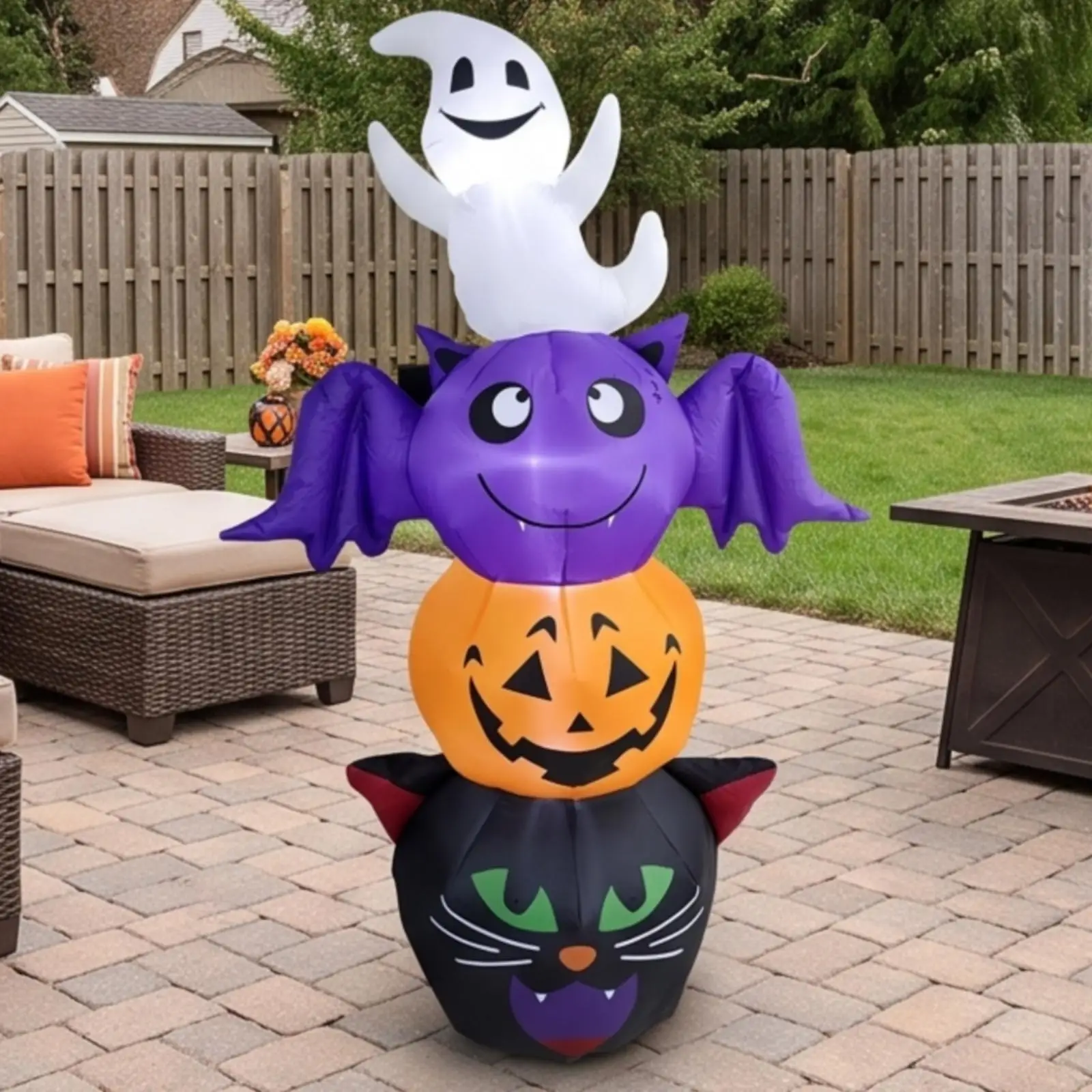 Halloween Inflatable Inflatable Stacked Inflatable with LED Outdoor for Homeowners, Families, Yard, Lawn, Porch