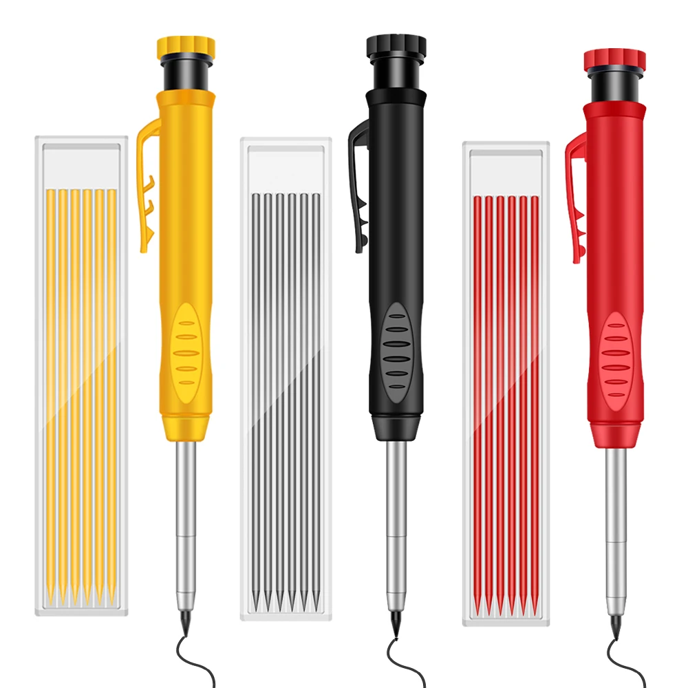 Lápiz Mecánico de Marcado de 2.8mm, Punzón de Carpintero Sólido con Sacapuntas para Dibujo en Madera, Material de Papelería