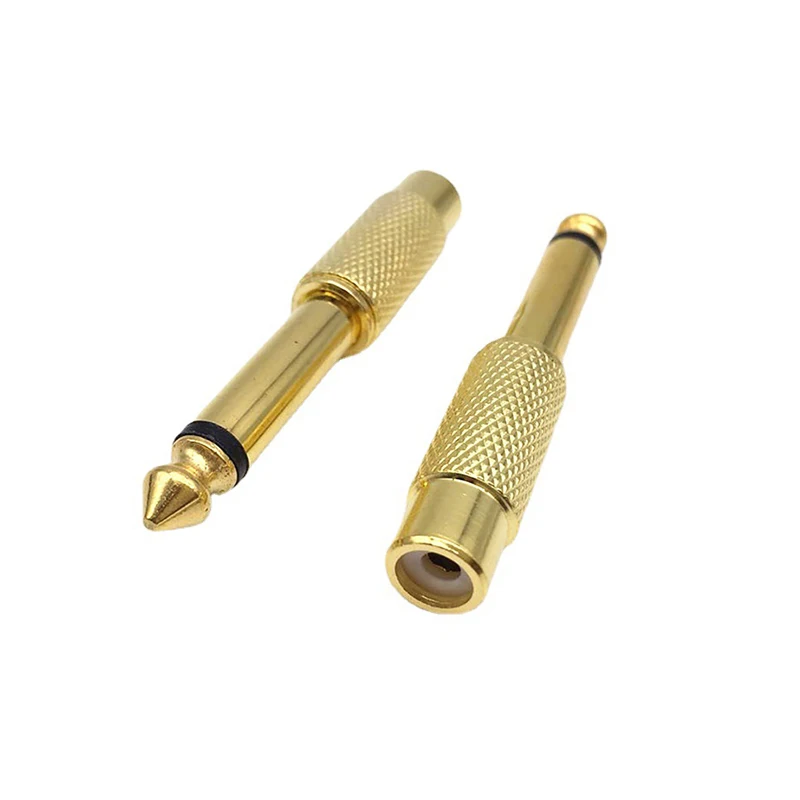 

8pcs Golden Audio Adapter 6.35mm 1/4" Male Mono Plug to RCA Female 6.5mm to AV Jack Audio Adapter Connector TS For Home KTV s1