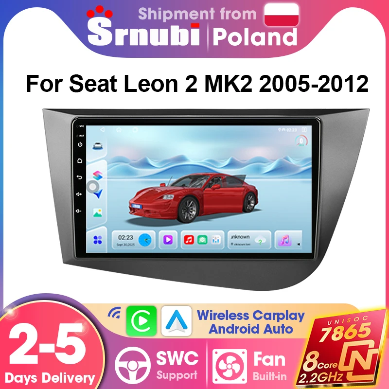 Autoradio Srnubi pour Seat Leon 2 MK2 2005 - 2012, Carplay, Android Auto, lecteur vidéo multimédia, navigation GPS, 2 Din UIS7865, 8 cœurs, prise en charge du contrôle du volant