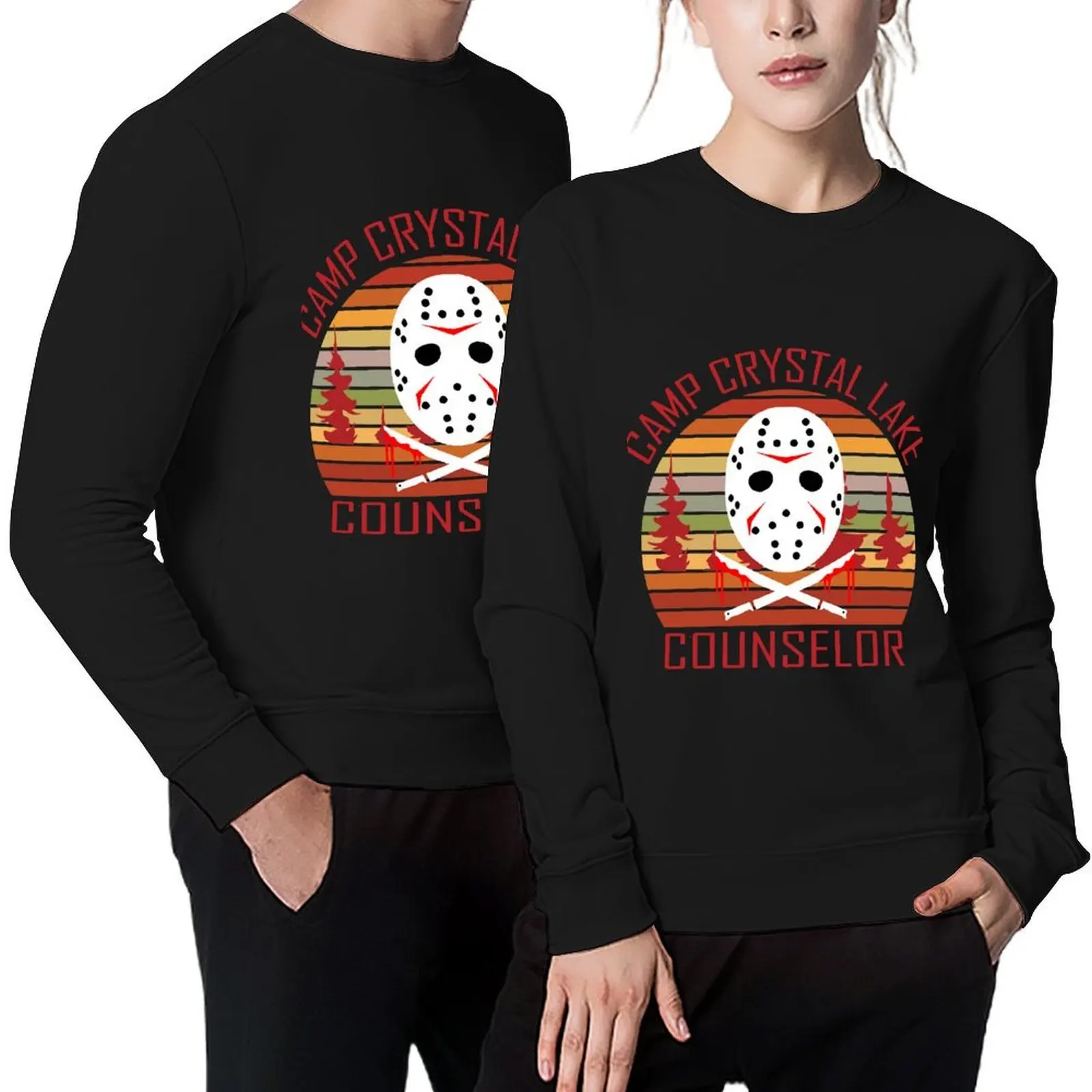 

Women Men Camp Crystal Lake Counselor Retro Vintage Pullover clothes for men tracksuit men clothes sweatshirts for