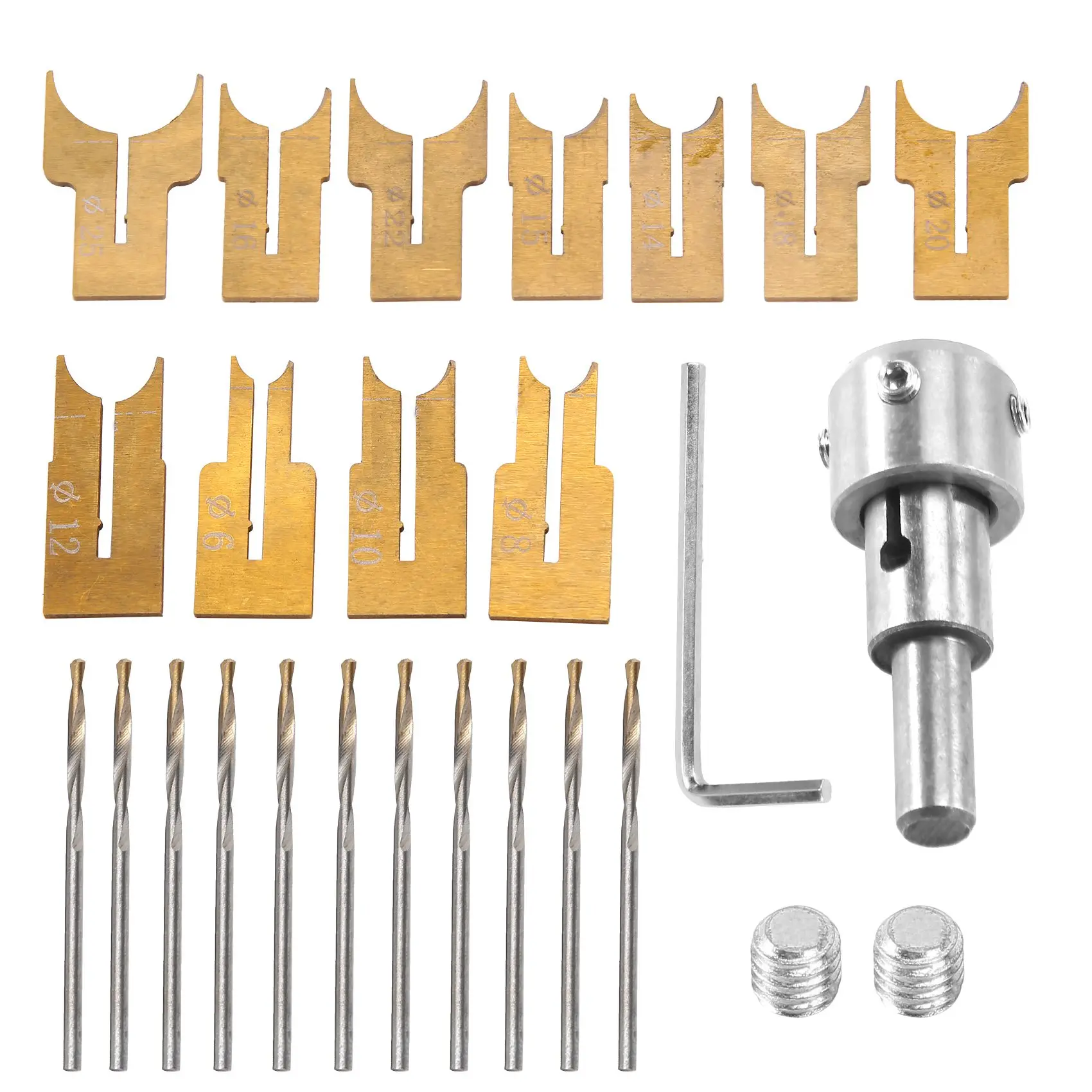 Wooden Beads Drill Bit Ball Blade Milling Cutter Set 24Pcs Cemented Carbide Spherical Buddha Beads Woodworking Tool Kit