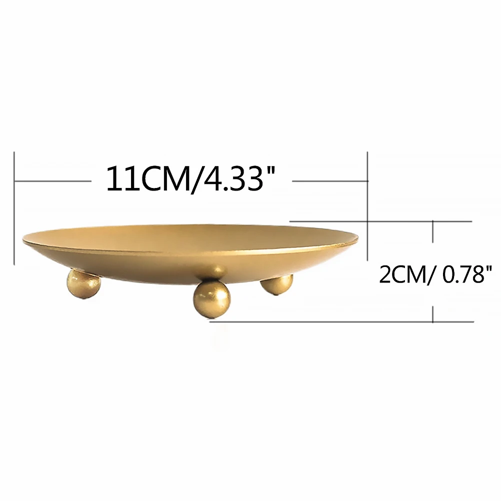 

2pcs Golden Iron Candleholder Tray Modern Decorative Storage Tray For Party Wedding Home Tea Dessert Display Decoration