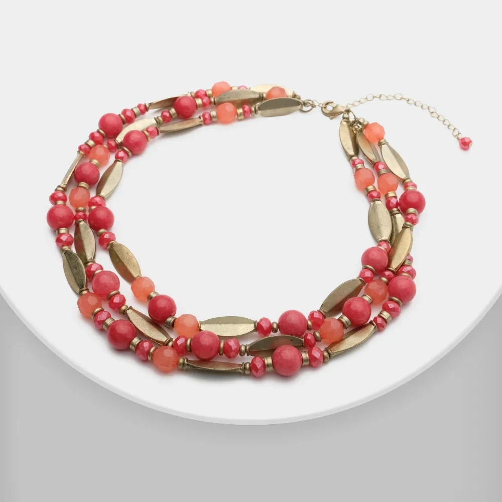 

Old Style Multicolor Popular Round Beads Natural Stone Choker Neckalce