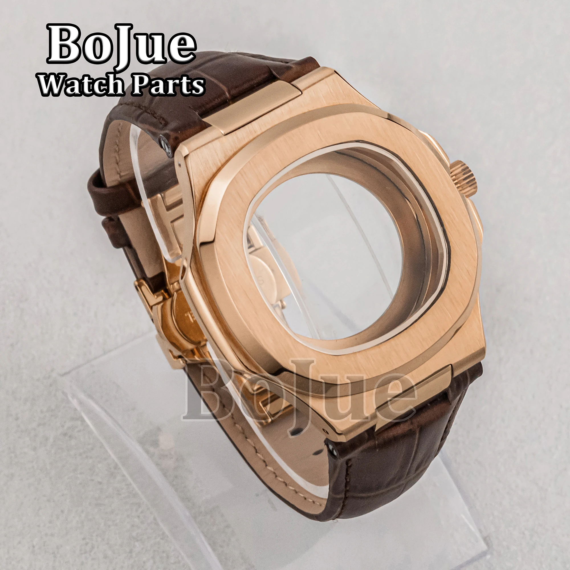 

warga 41mm NH35 Case Stainless Steel Leather Strap Bracelet Sapphire Glass Parts Mod Nautilus For Seiko Nh35 Nh36 Nh38 Механизм Циферблат