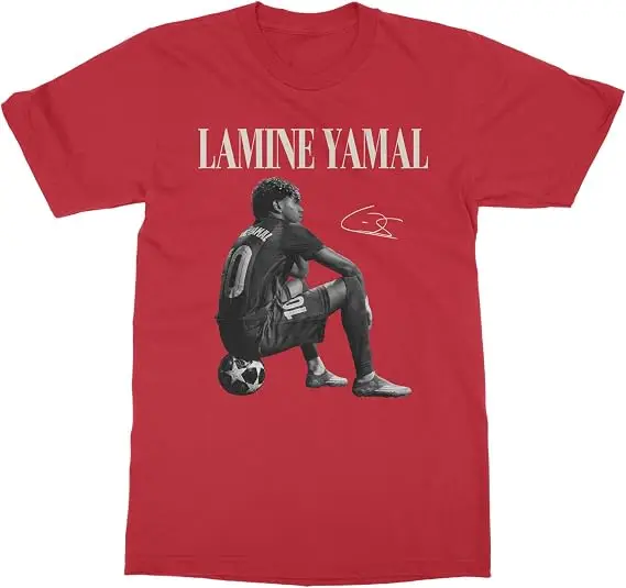 Fußball-inspiriertes Yamal-T-Shirt mit Yamal auf dem Ball, Unisex, Y2K, Yamal-inspirierte Jugend-Fußball-Sportbekleidung für Damen und Herren – Detail 13