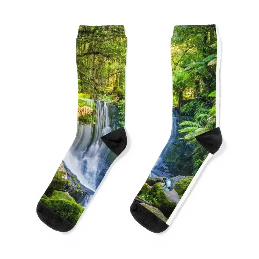 

Tropical Exotic Rainforest Green Forest Waterfall Socks Run cotton Thermal man winter Socks Men Women's