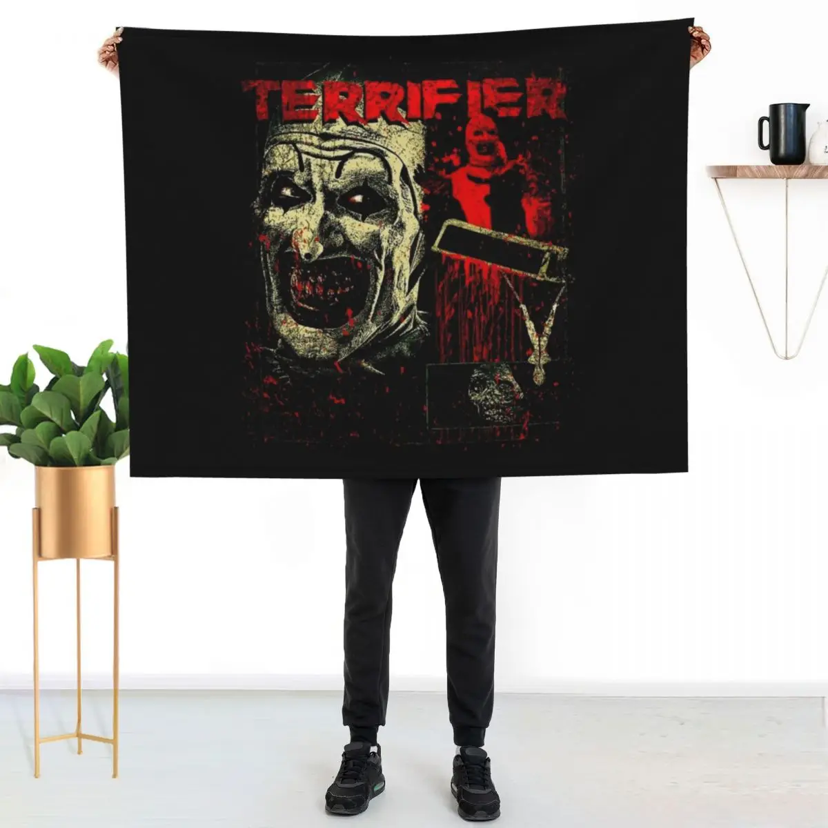 

Terrifier Chilling Clown Horror Flick Throw Blanket Soft Sherpa Fleece Warm Blanket for Winter