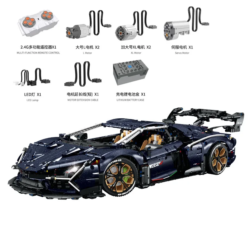 IN magazzino MOC Technical Remote Control Starry Sky Sports Car Building Blocks modello Creative Racing Bricks giocattoli per bambini Set regalo