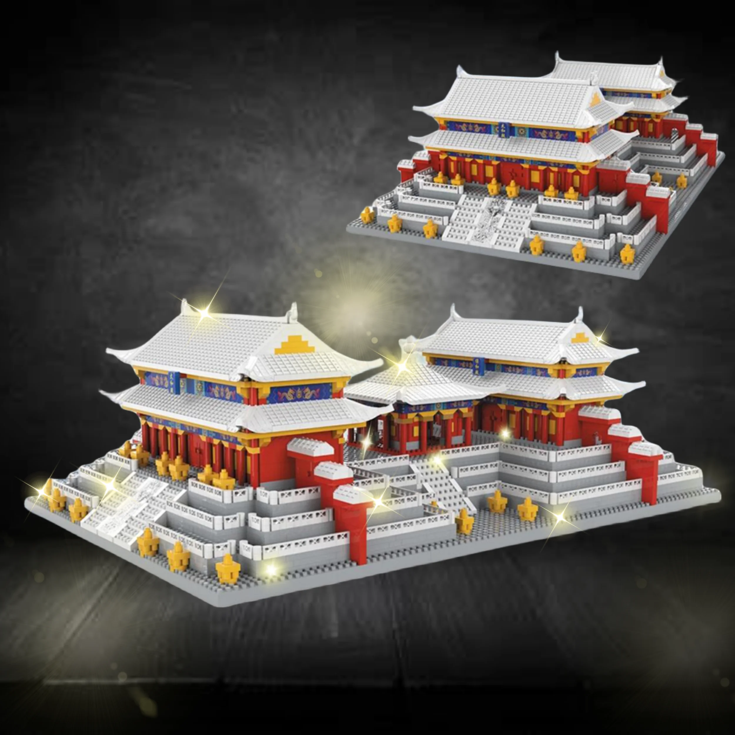 Ancient Chinese Building Block Set - Educational Construction Toys with LED Light, Perfect for Home Decor and Scenic Gift”