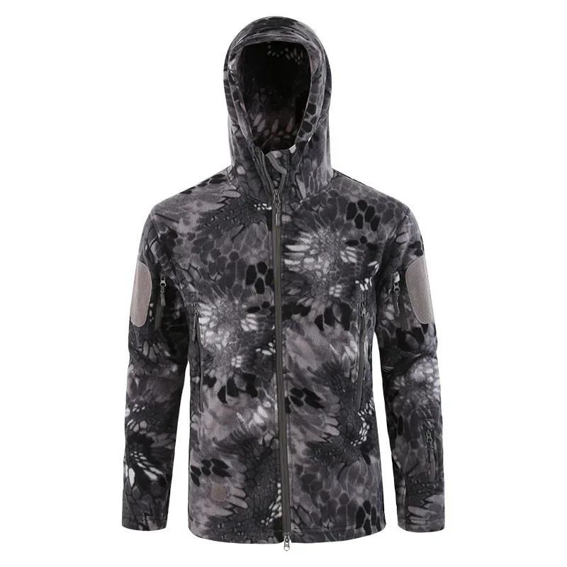 City Tactical Fleece spessa calda giacca mimetica traspirante da uomo inverno escursionismo all\'aperto arrampicata ciclismo cappotto termico