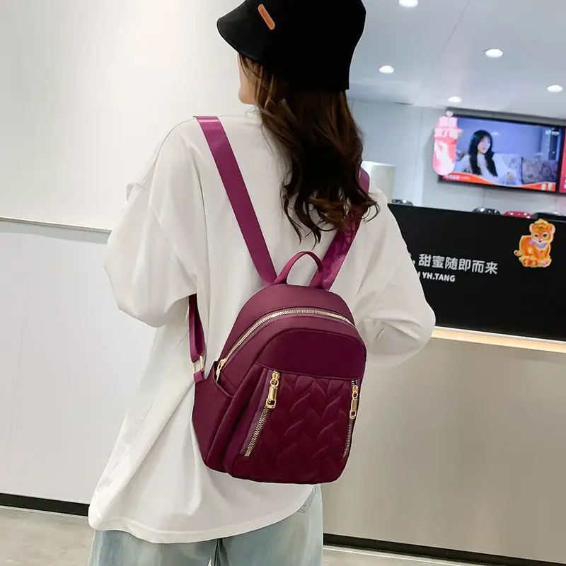 Mochila de tela Oxford de nailon resistente al agua para mujer, mochila de viaje para estudiantes, estilo informal, nueva tendencia de moda, 2024