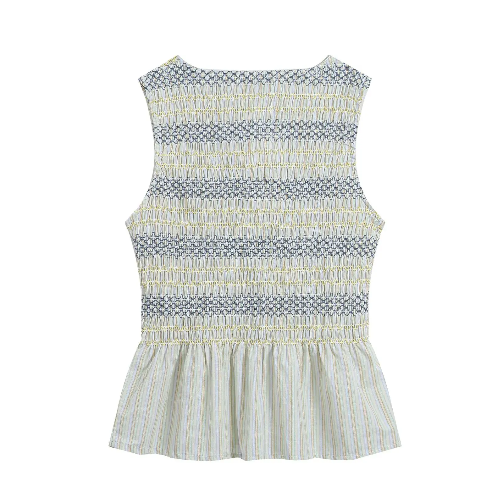 NINE ZAR Women's Embroidered Honeycomb Pattern Short Skirt Vest Sleeveless Top round Neck H-Shape Outerwear Winter Collection