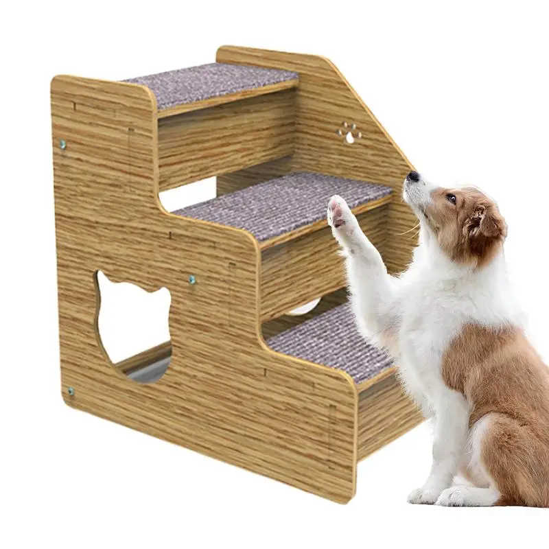 

Dog Stairs & Steps 3 Levels Pet Stairs & Ramp For Medium/Small Dogs Old Cats Dog/Cat Ladder Wood Non-Slip For High Beds Sofa