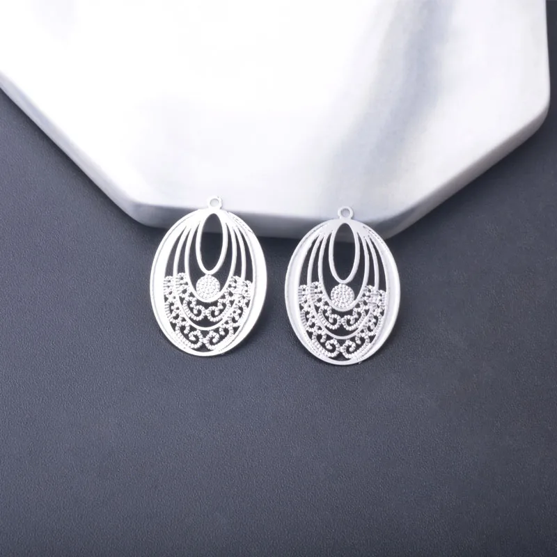 30 Stück AB494 Messing-Schmuckanhänger in Hellgold, ovale Charms für DIY-Ohrringe und Halsketten für Damen – Detail 4