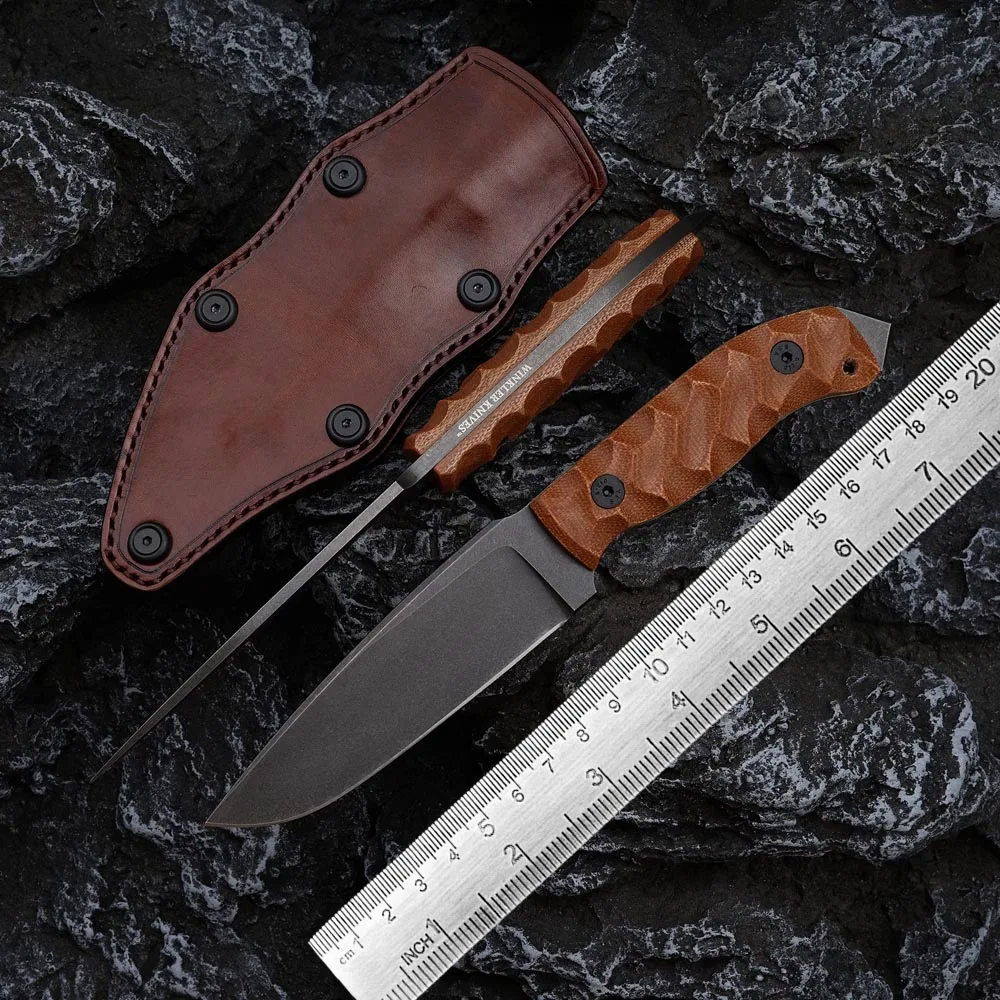 Full Tang Bushcraft Survival Knives A2 Alloy Steel Fixed Blade Tactical Knife Micarta Handle Hunting Knife with Kydex Scabbard