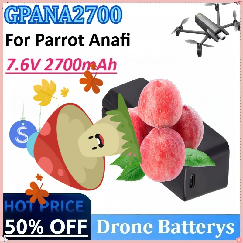 

New 7.6V 2700mAh for Parrot Anafi Remote Control Drone Parts GPANA270 Drone Replacement Lithium Battery Extended Flight Time0