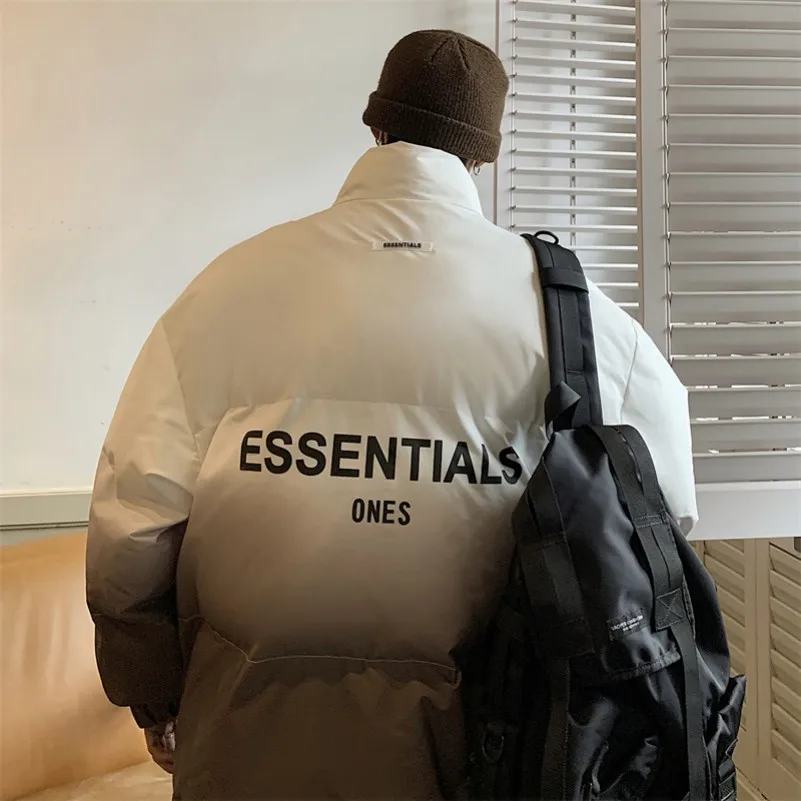 

Men's Oversize down Cotton Jaet Thiened adient Color Couple Coats Youth Sle Casual Wear Winter Outerwear Coat