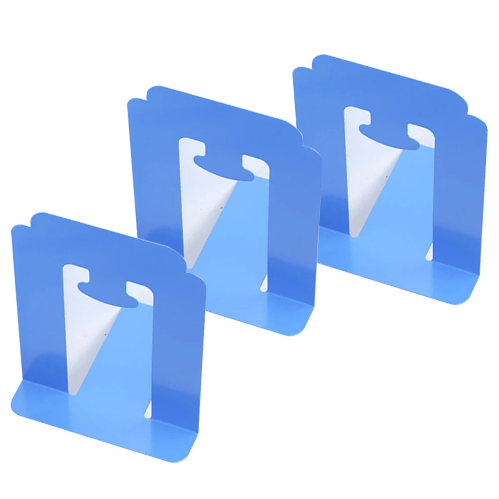 

4pcs Creative Metal Bookends Blue Iron Nonskid Book Supports For Shelves Magazines Files Home Office Library Use Solid Bookend
