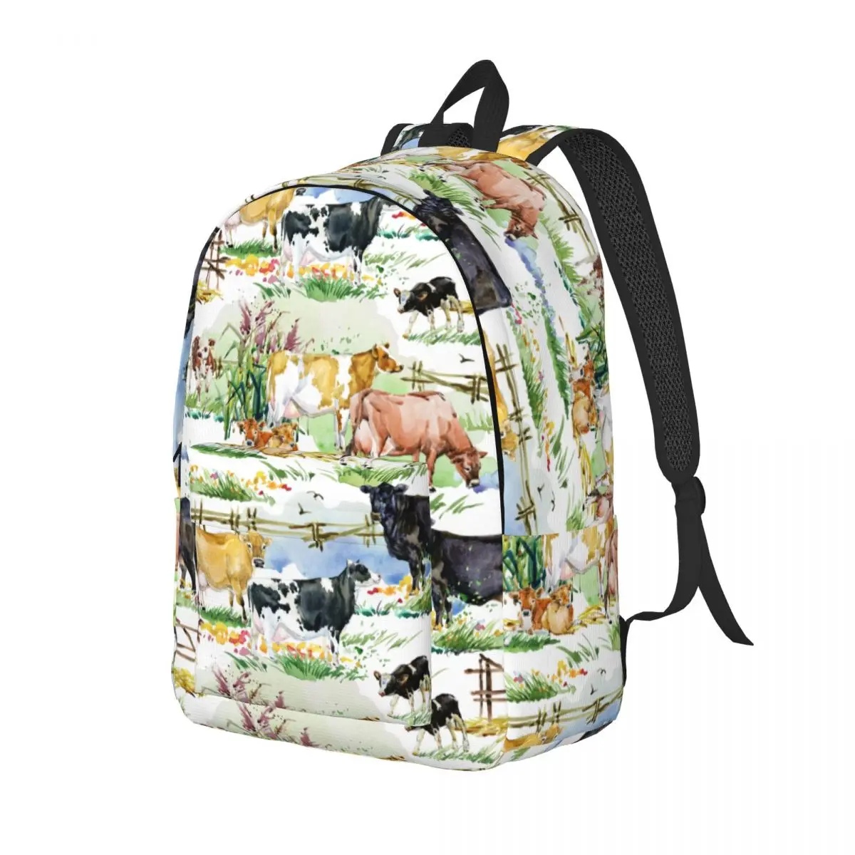 Zaino per mucche da latte per animali da fattoria ad acquerello zaino per studenti delle scuole medie superiori del villaggio Life Bookbag uomo donna Daypack per i viaggi