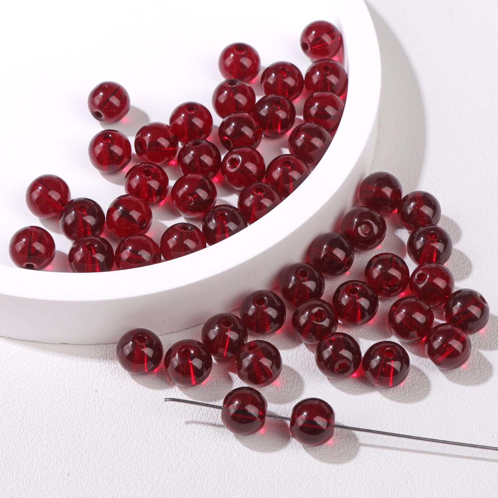 8MM 50 Uds vino rojo granate Color teñido Calcedonia Natural cuentas espaciadoras redondas para accesorios de fabricación de joyas