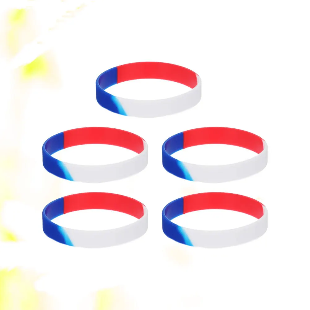 

5Pcs Independence Day Wristbands Silicone Ecofriendly Bracelets Unisex Sports Bands Party Favors Gifts Silicone Bracelet