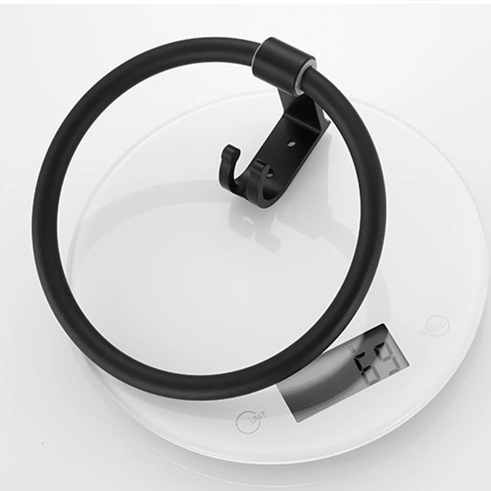 

1Pcs Aluminum Towel Ring Black Thick Solid Durable Bathroom Supply Waterproof Round Wall Mounted Towel Hook Easy Install No