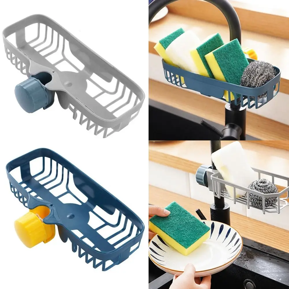 New No Drill Faucet Holder Soap Drainer Shelf Basket Sink Drain Rack Organizer Adjustable Sponge Storage Bathroom Kitchen