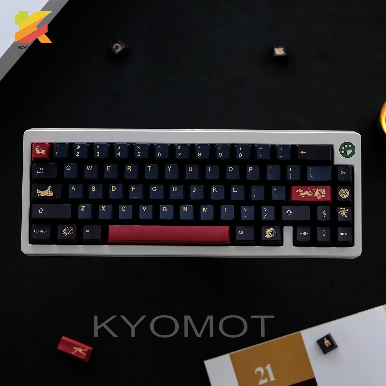 KYOMOT GMK Gladiator Keycaps Cherry Profile PBT Dye Sub 130 Keys Anime Games Keycap for MX Switch DIY Layout Mechanical Keyboard