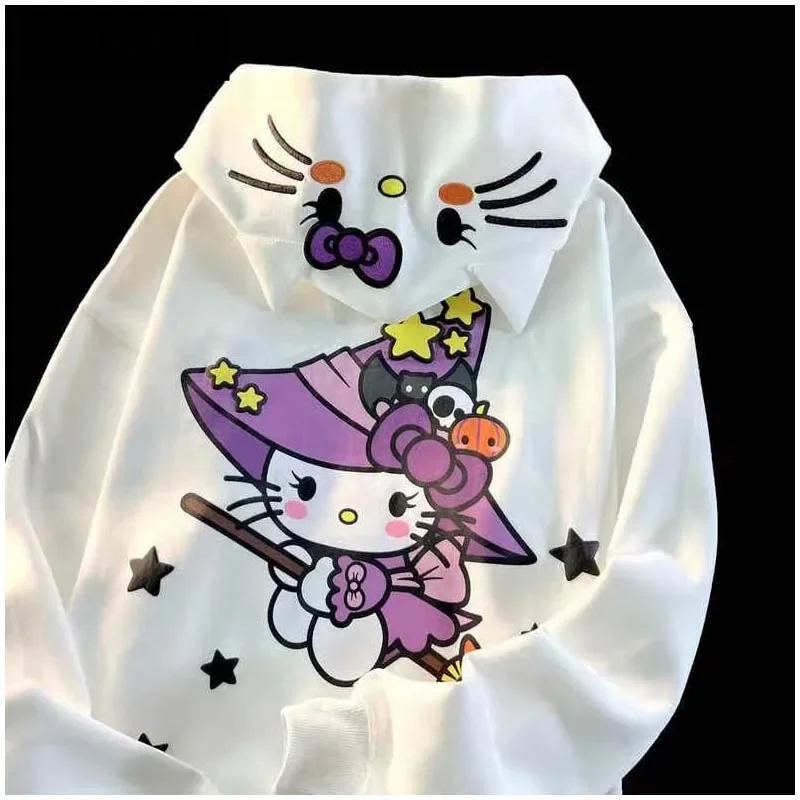 Miniso Sanrio HelloKitty My Melody Kuromi Pochacco Kawaii Loose Comfortable Clothes Hooded Top Sweet Girl Jacket Girlfriend Gift