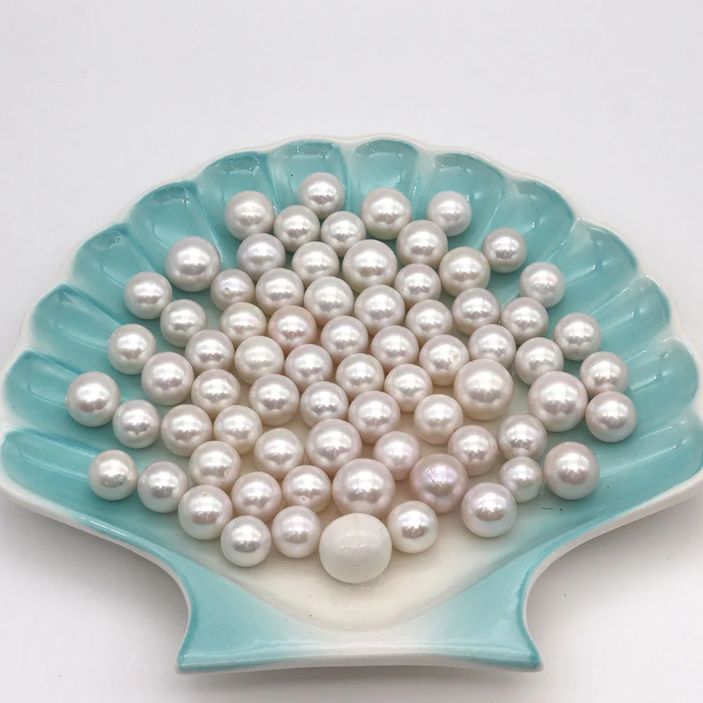 Exquisite Round Natural Freshwater White Edison Pearls Loose Straight Hole Half Hole No Hole Loose Beads DIY Jewelry Accessories