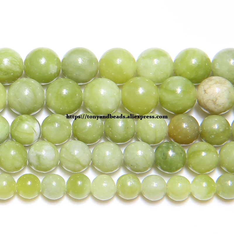 Natural China Lt Green Jade Stone Round Loose Beads 4 6 8 10 12MM Pick Size For Jewelry Making