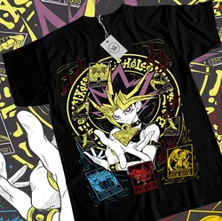 Yu-Gi T-shirt Anime Manga Girl Tee 90s Cartoon Yu-Gi-Oh Black Shirt All Size