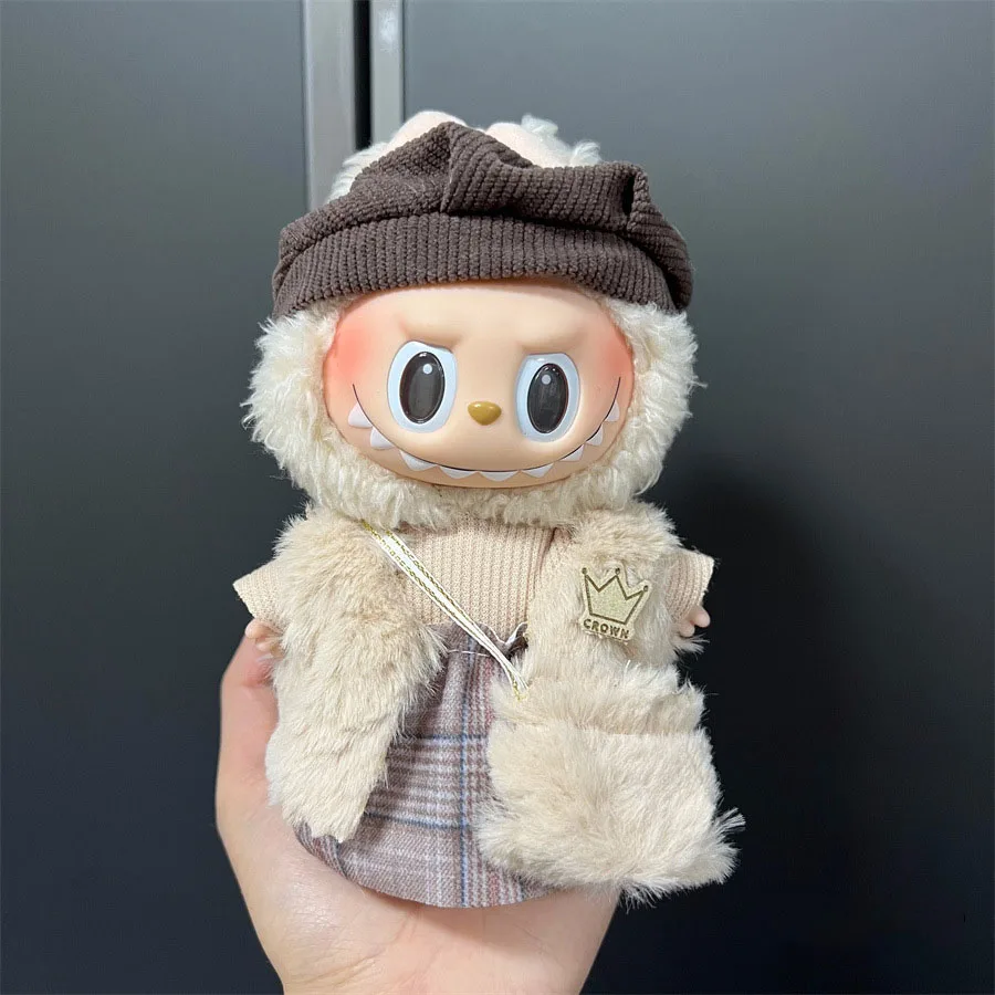 

For 17cm labubu doll outfit clothes bear label hat love sweater set Cute Decoration Little Clothes