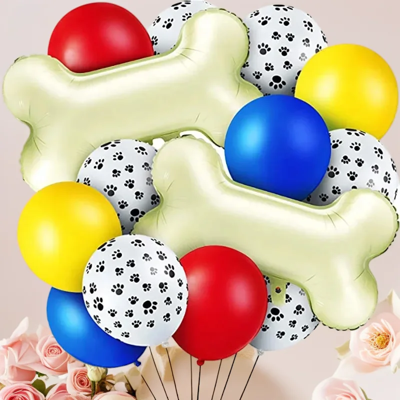 12pcs Corgi Husky Balloons Pet Dog Paw Bone Cartoon Animal Ballon Birthday Party Decoration Baby Shower Globos Kids Toys