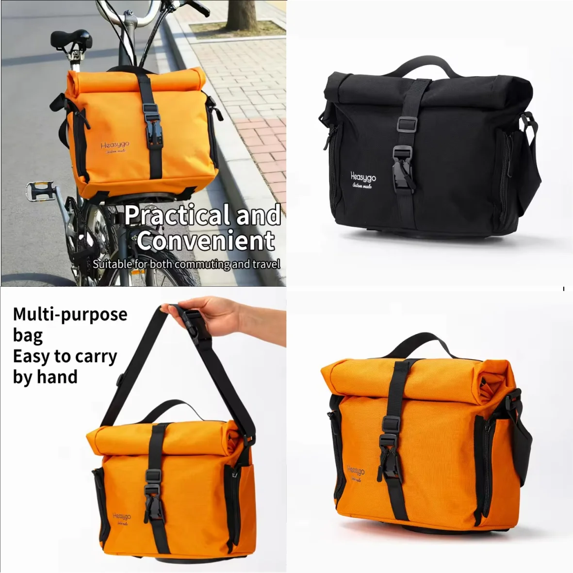 Waterproof Bicycle Bag With Pig Nose Multifunctional Bike Front Bag Handbag Crossbody Bag Fit For Brompton Dahon Folding Bikes