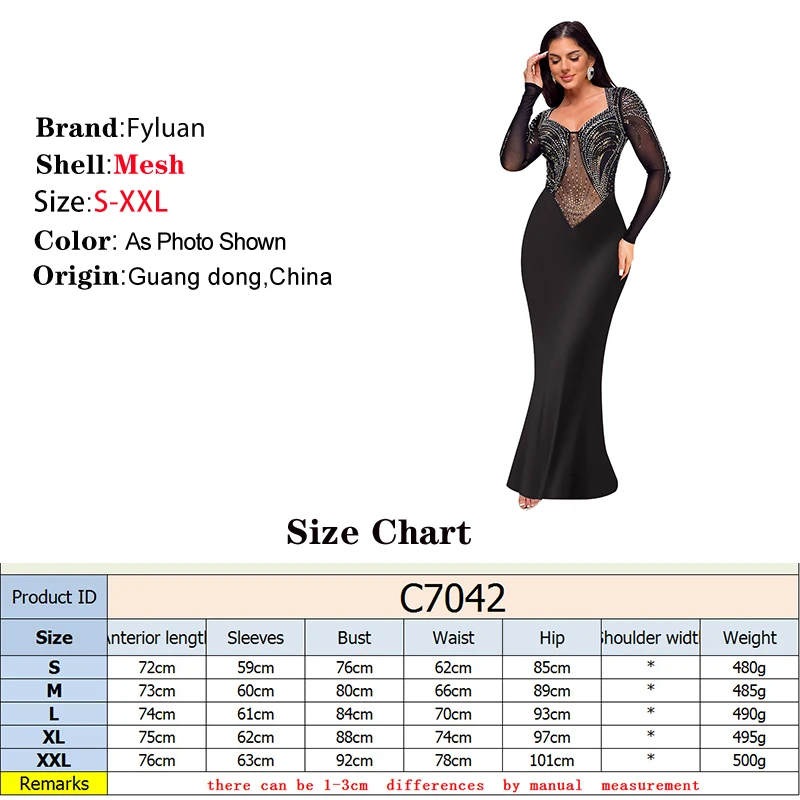 หรูหราแฟชั่นตาข่ายดูผ่านผู้หญิงชุดราตรีชุดนางเงือกเซ็กซี่ Elegant Party Club แขนยาว Rhinestone ชุดราตรียาว