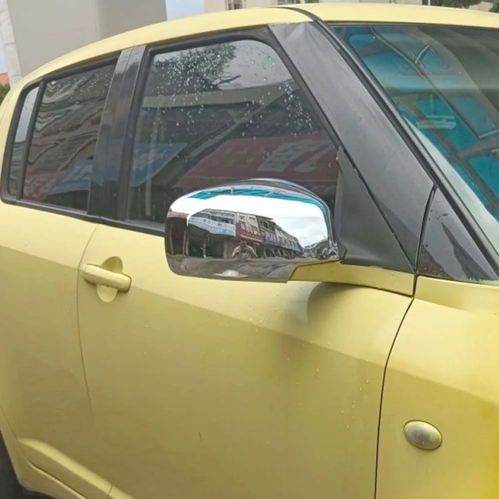 الغطاء الواقي غطاء مرآة الباب لسوزوكي سويفت 2003-2010 ألياف الكربون كروم الفضة اكسسوارات السيارات أعواد تزيين #3