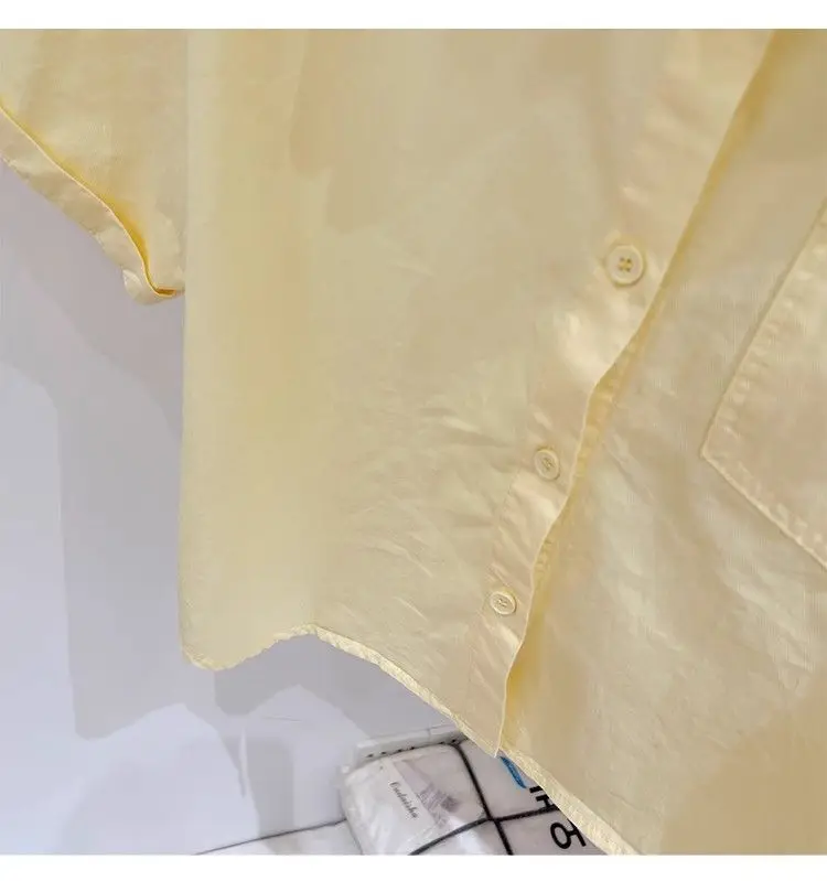 여름 코튼 반팔 탑 여성 2025 새로운 폴로 칼라 짧은 셔츠 수 놓은 느슨한 캐주얼 블라우스