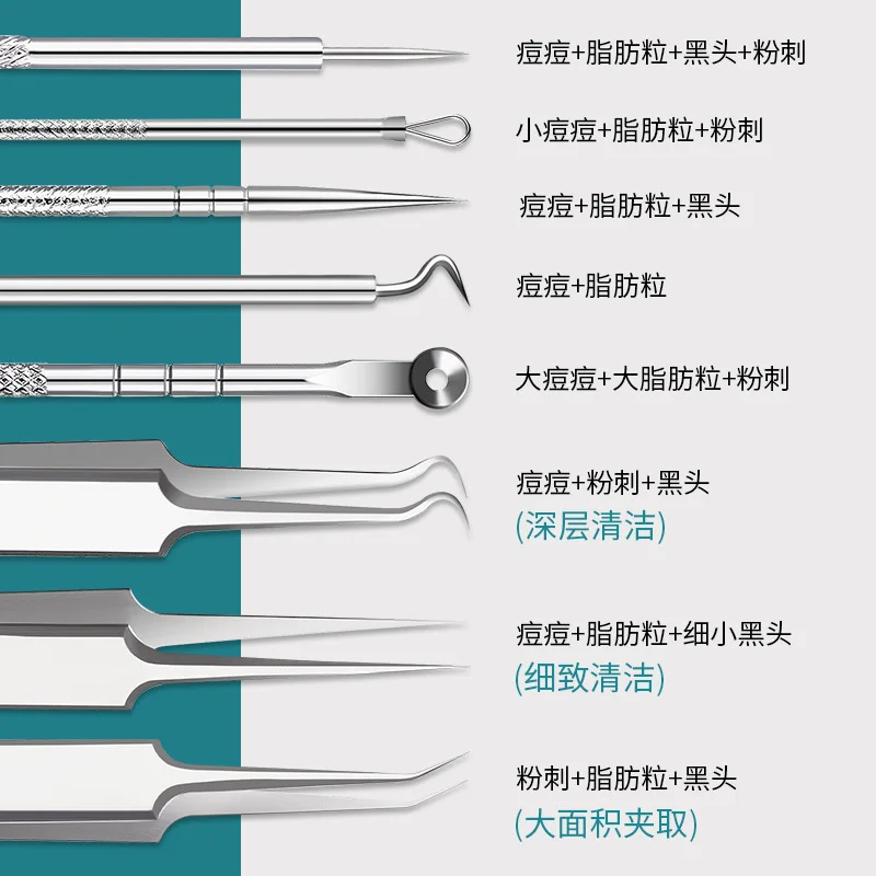 Zestaw igieł do usuwania zaskórników i pryszczy 3/5/8 szt. - narzędzie do oczyszczania porów i pielęgnacji skóry twarzy.